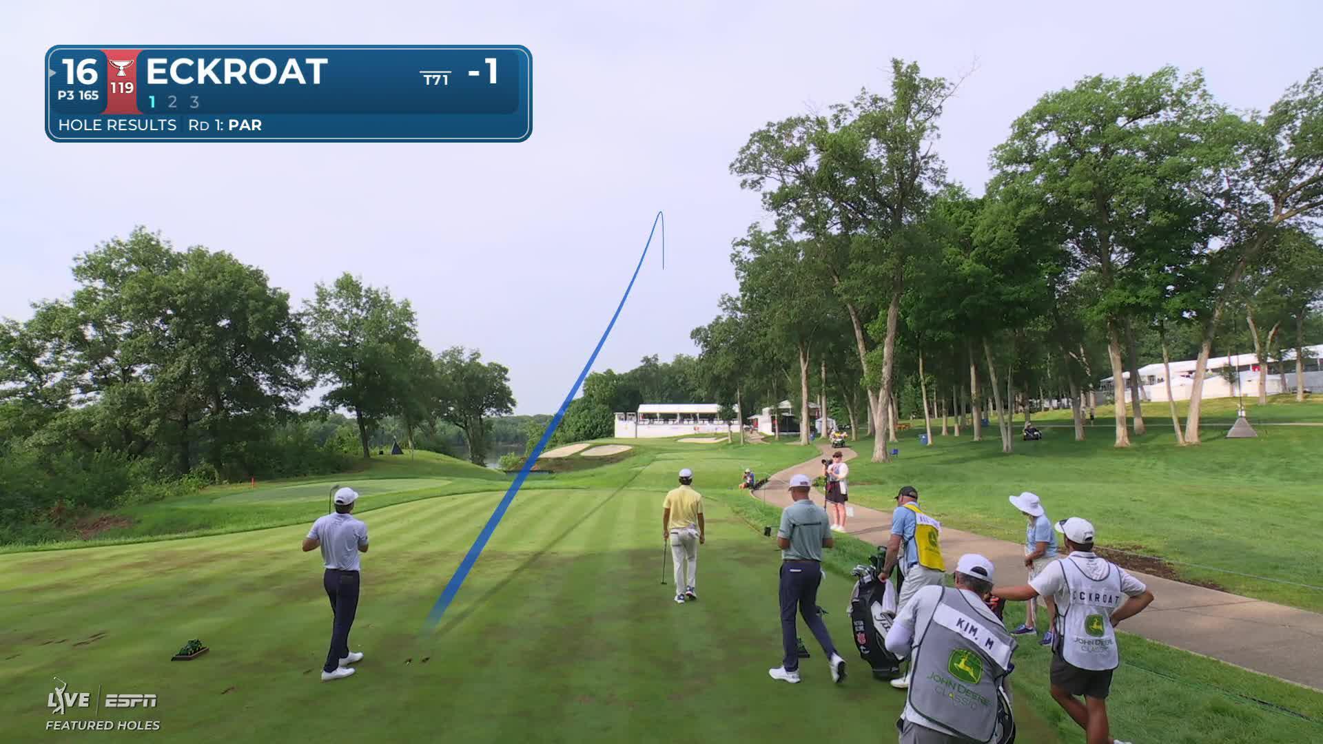 Austin Eckroat hits tee shot to 9 feet, sets up birdie on No. 16 at John Deere