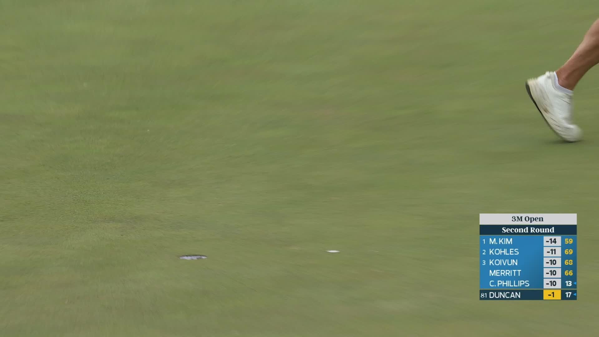 Tyler Duncan sinks a 51-foot birdie putt on No. 9 at 3M Open