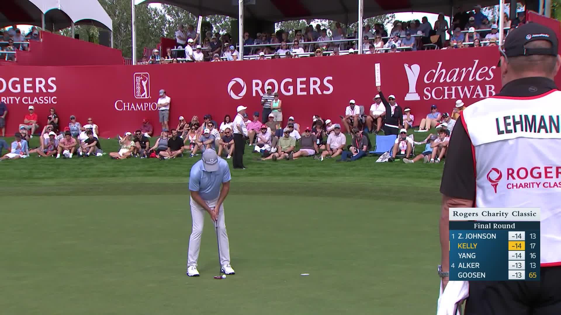 Jerry Kelly makes birdie on No. 18 at Rogers Charity Classic