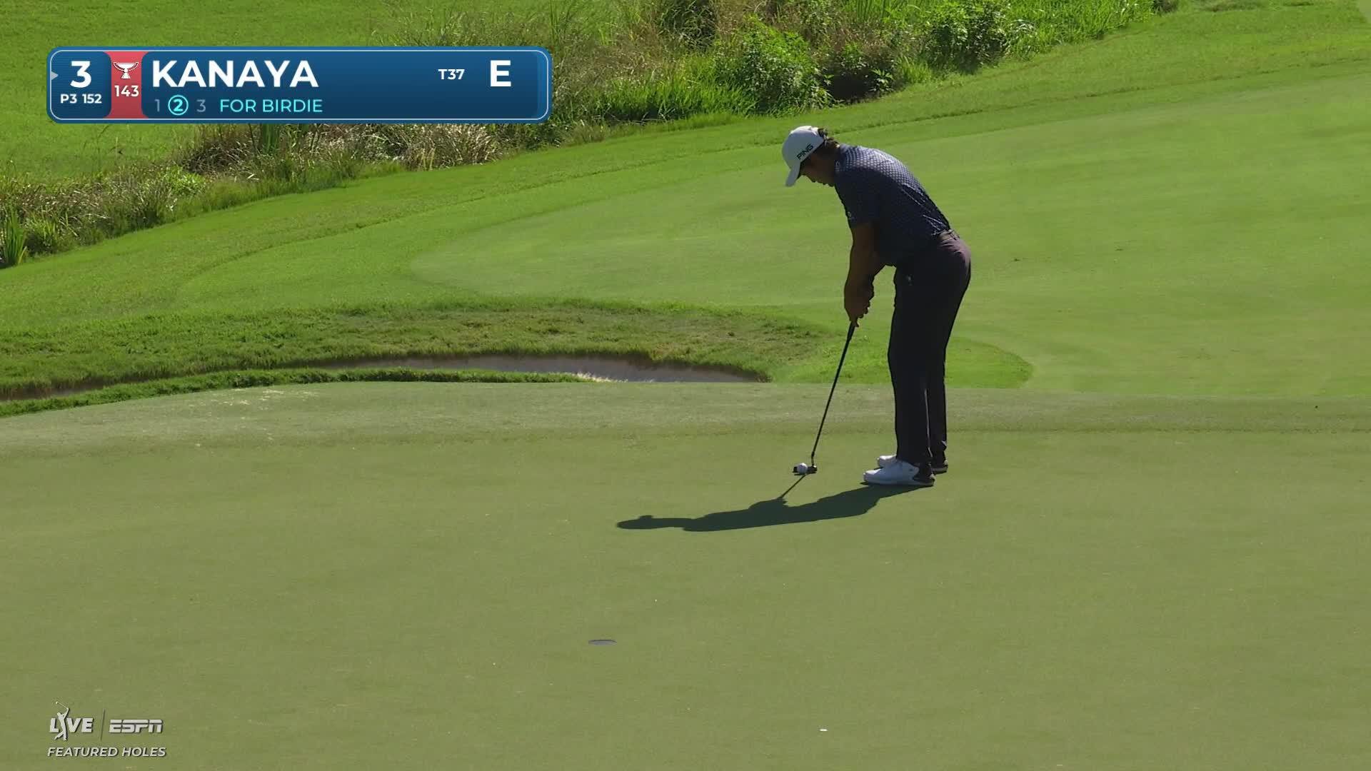 Takumi Kanaya drains 13-foot putt for birdie on No. 3 at Wyndham