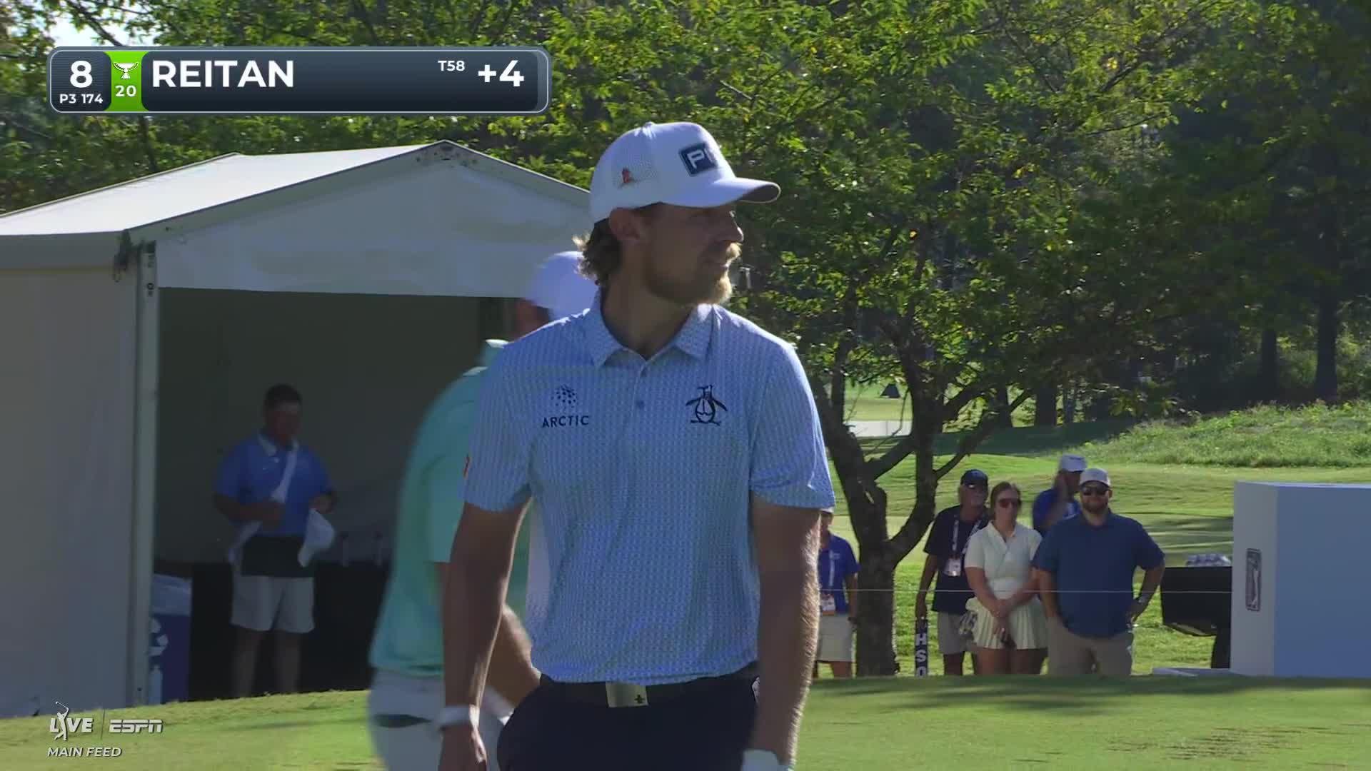 Kristoffer Reitan hits tee shot to 1 foot, sets up birdie on No. 8 at FedEx St. Jude