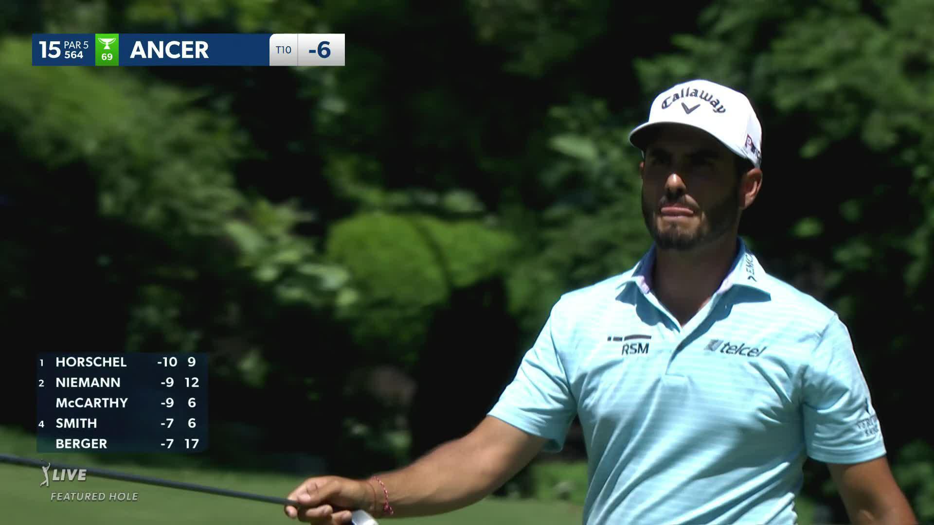 Abraham Ancer makes birdie on No. 15 at the Memorial