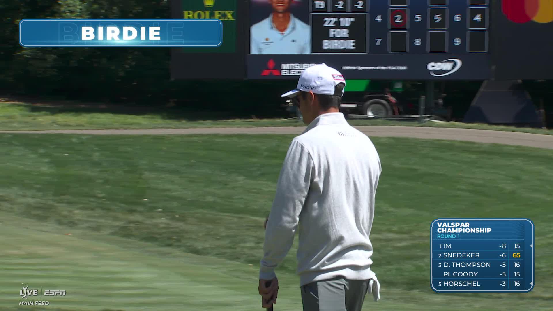 Ricky Castillo sinks 23-foot birdie putt on No. 7 at Valspar