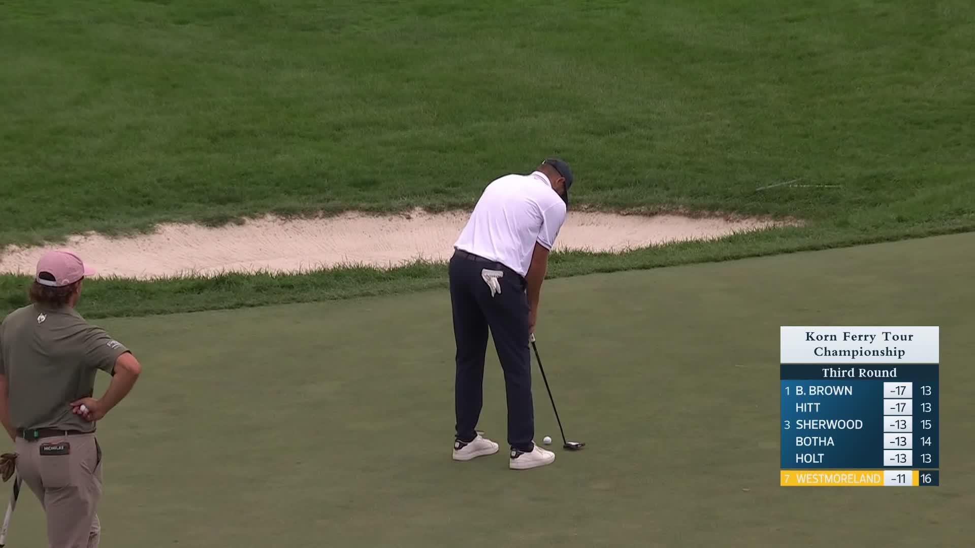 Kyle Westmoreland makes birdie on No. 17 at Korn Ferry Tour Champ