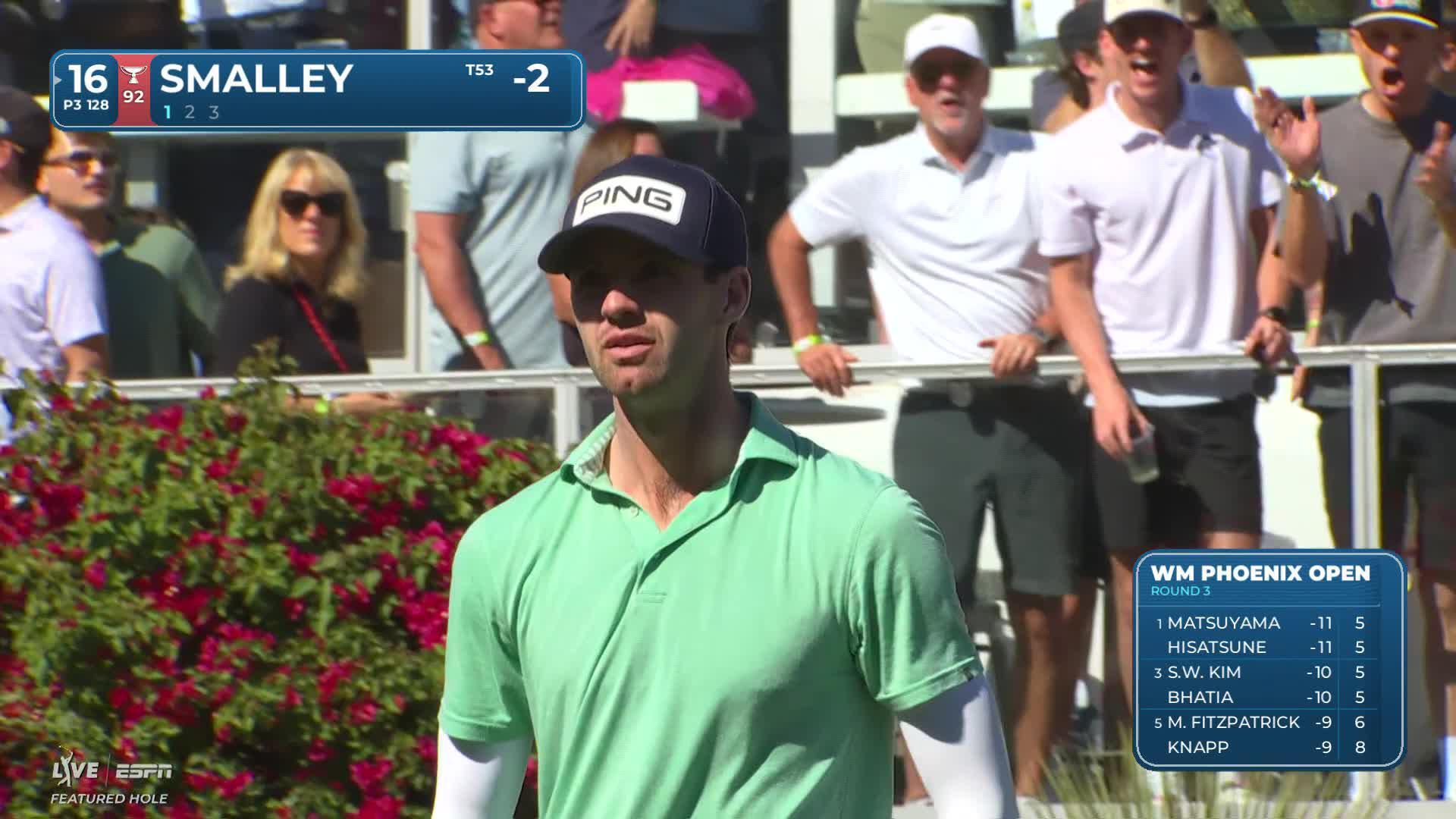Alex Smalley hits 130-yard tee shot to 6 feet, sets up birdie on No. 16 at WM Phoenix Open