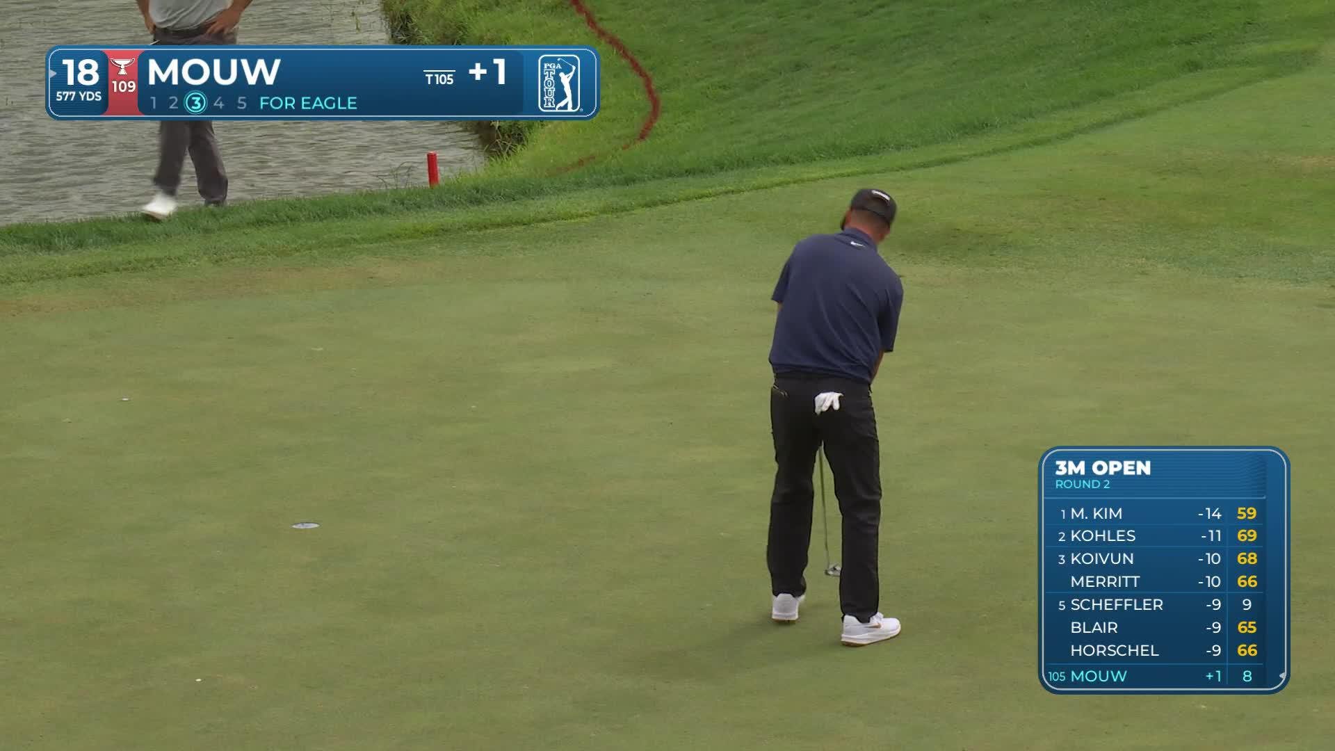 William Mouw sinks 9-foot eagle putt on No. 18 at 3M Open
