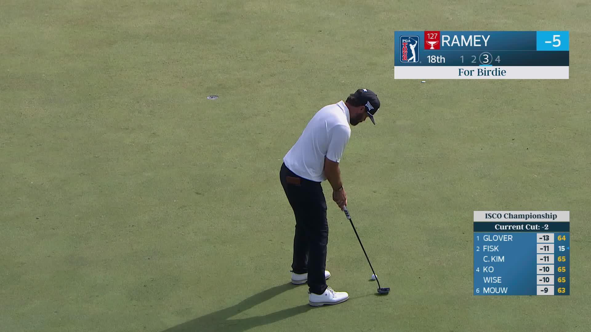 Chad Ramey sinks 15-foot putt for birdie on No. 18 at ISCO Championship