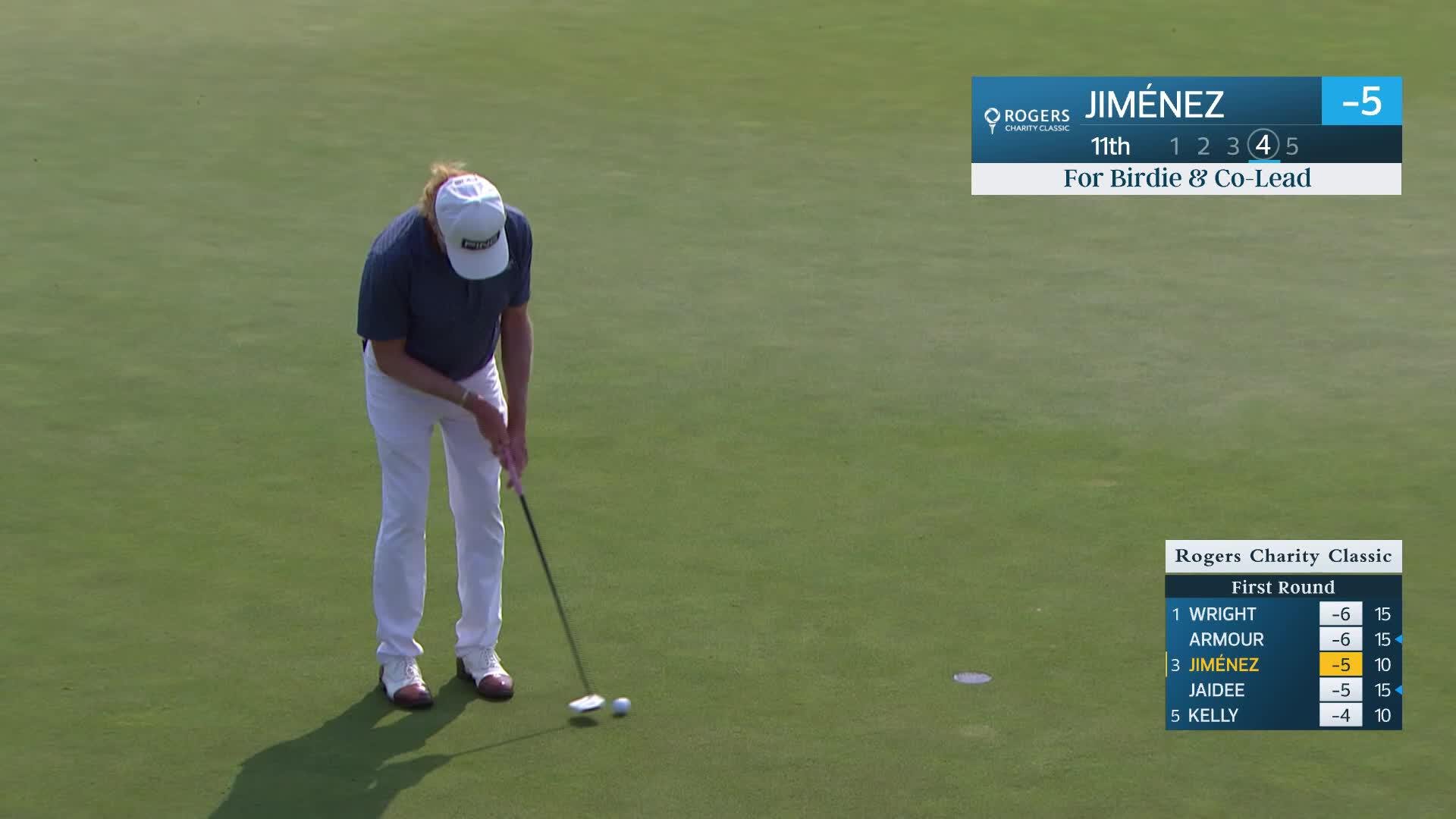 Miguel Angel Jiménez makes birdie on No. 11 at Rogers Charity Classic