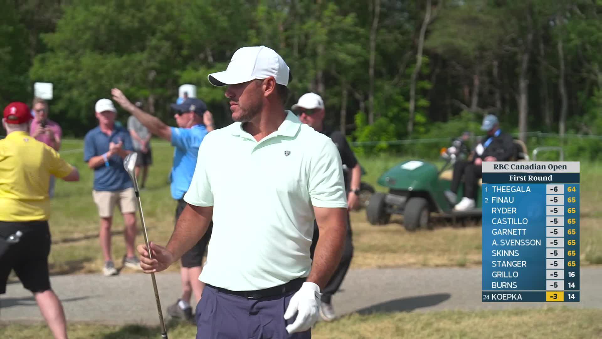 Brooks Koepka gets up-and-down from 75 yards for birdie on No. 15 at RBC Canadian