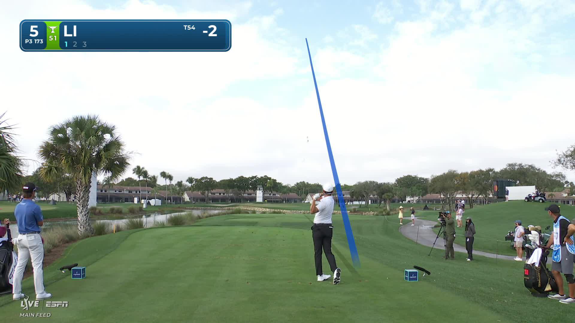 Haotong Li's 170-yard drive leaves 13 feet, sets up birdie on No. 5