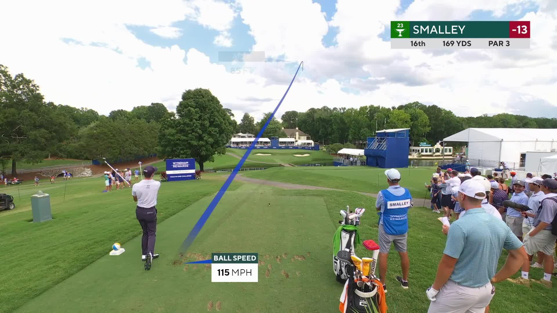 Alex Smalley hits tee shot to 7 feet, sets up birdie on No. 16 at Wyndham