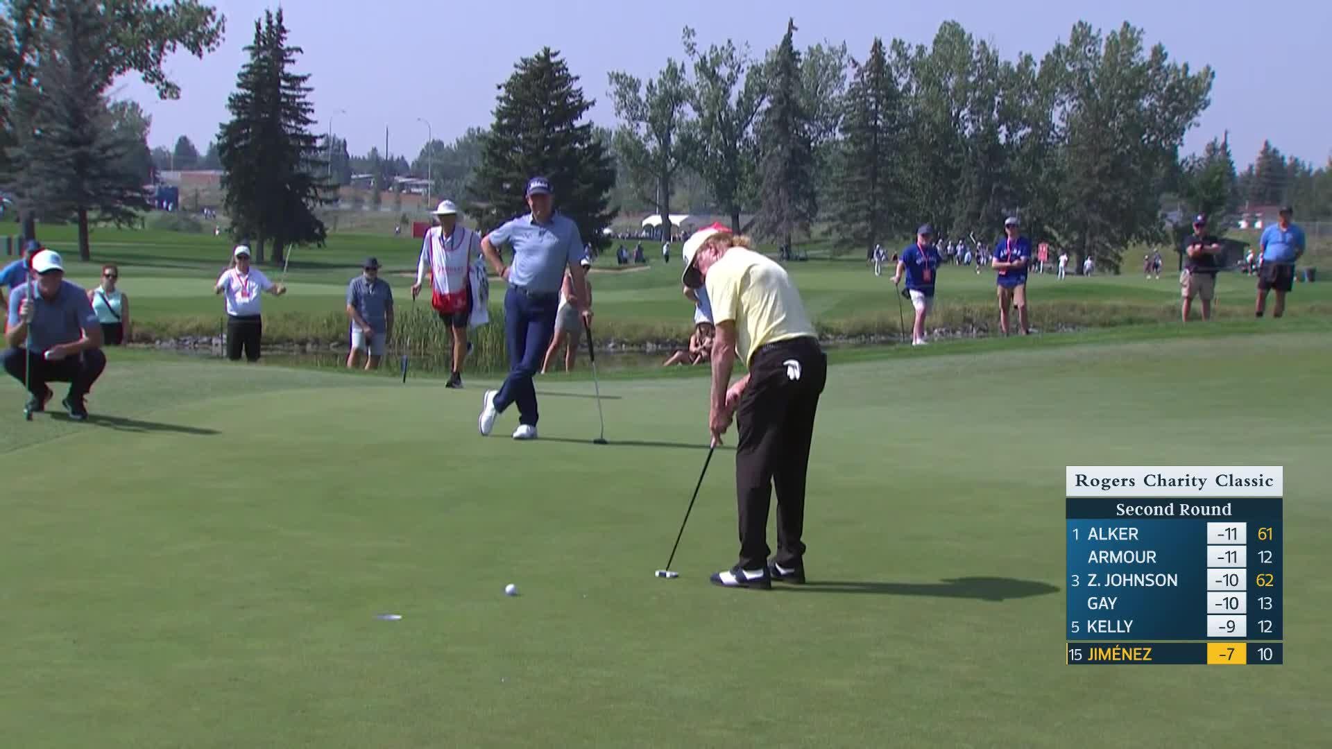 Miguel Angel Jiménez makes birdie on No. 11 at Rogers Charity Classic