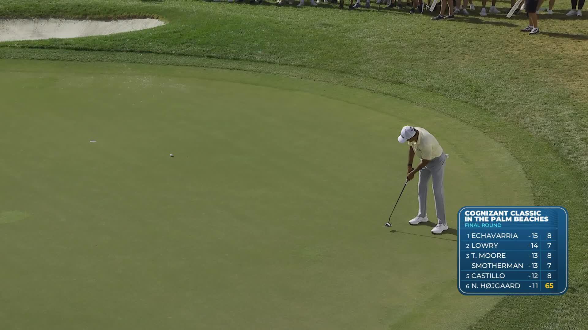 Sudarshan Yellamaraju sinks 23-foot birdie putt on No. 16 at Cognizant Classic