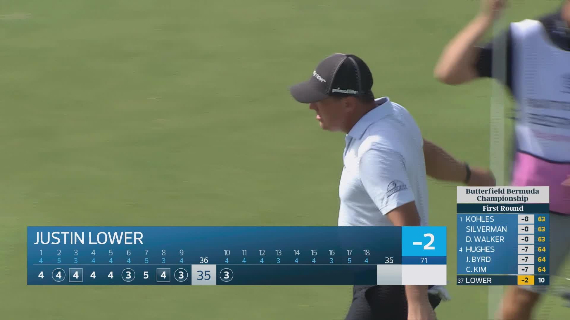 Justin Lower sinks 5-foot birdie putt on No. 10 at Butterfield Bermuda