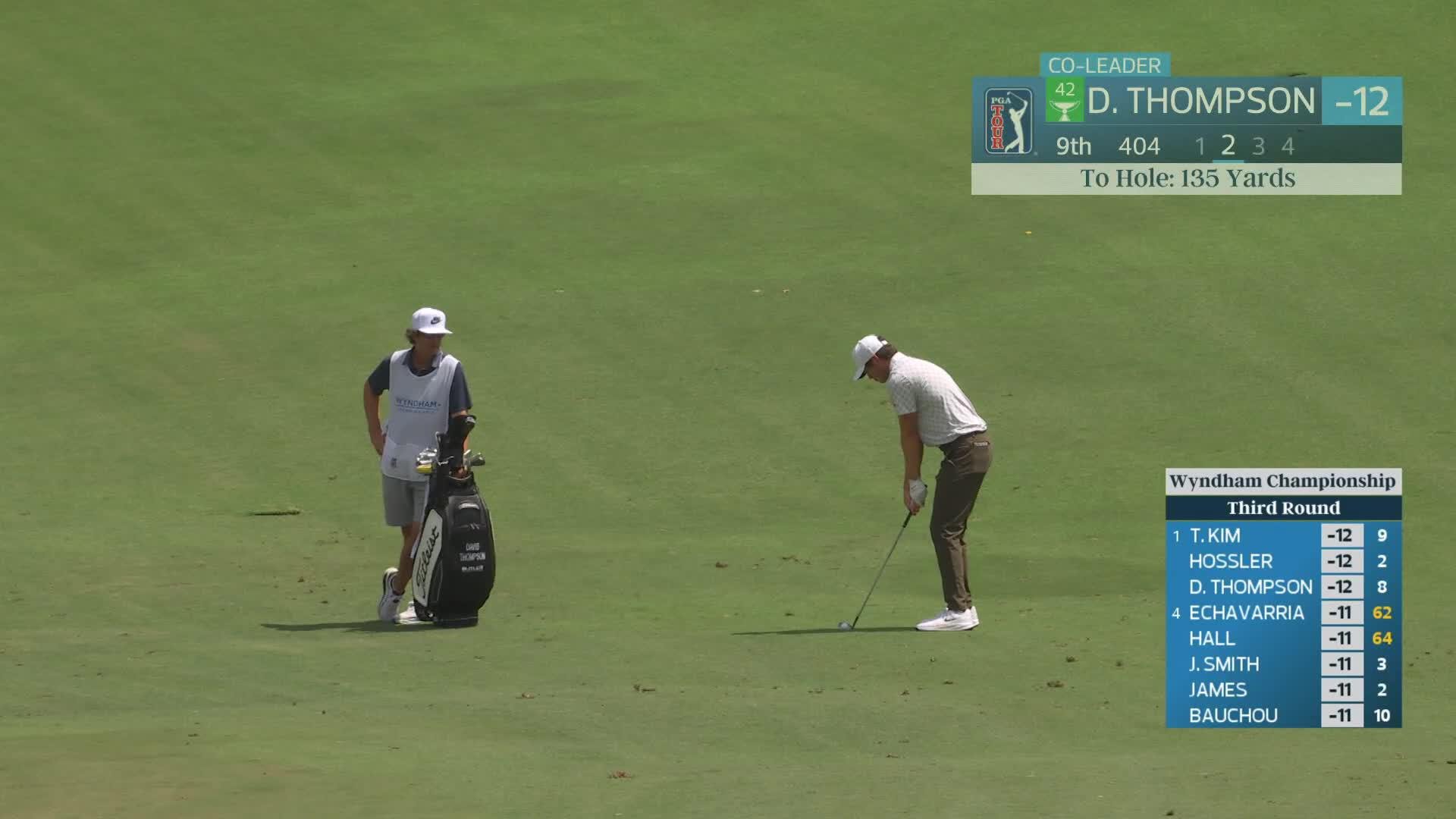 Davis Thompson gets up-and-down from 136 yards for birdie on No. 9 at Wyndham