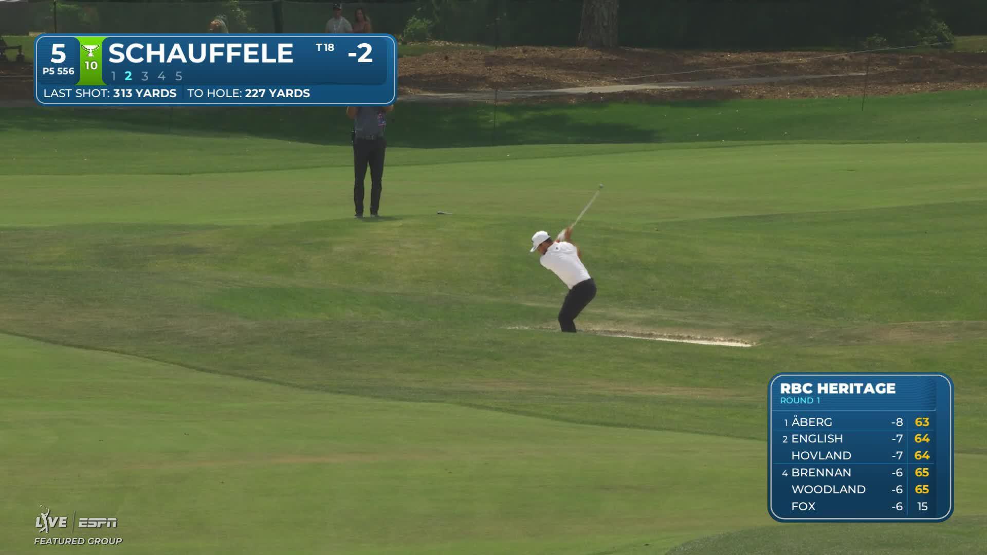 Xander Schauffele taps in for birdie on No. 5 at RBC Heritage