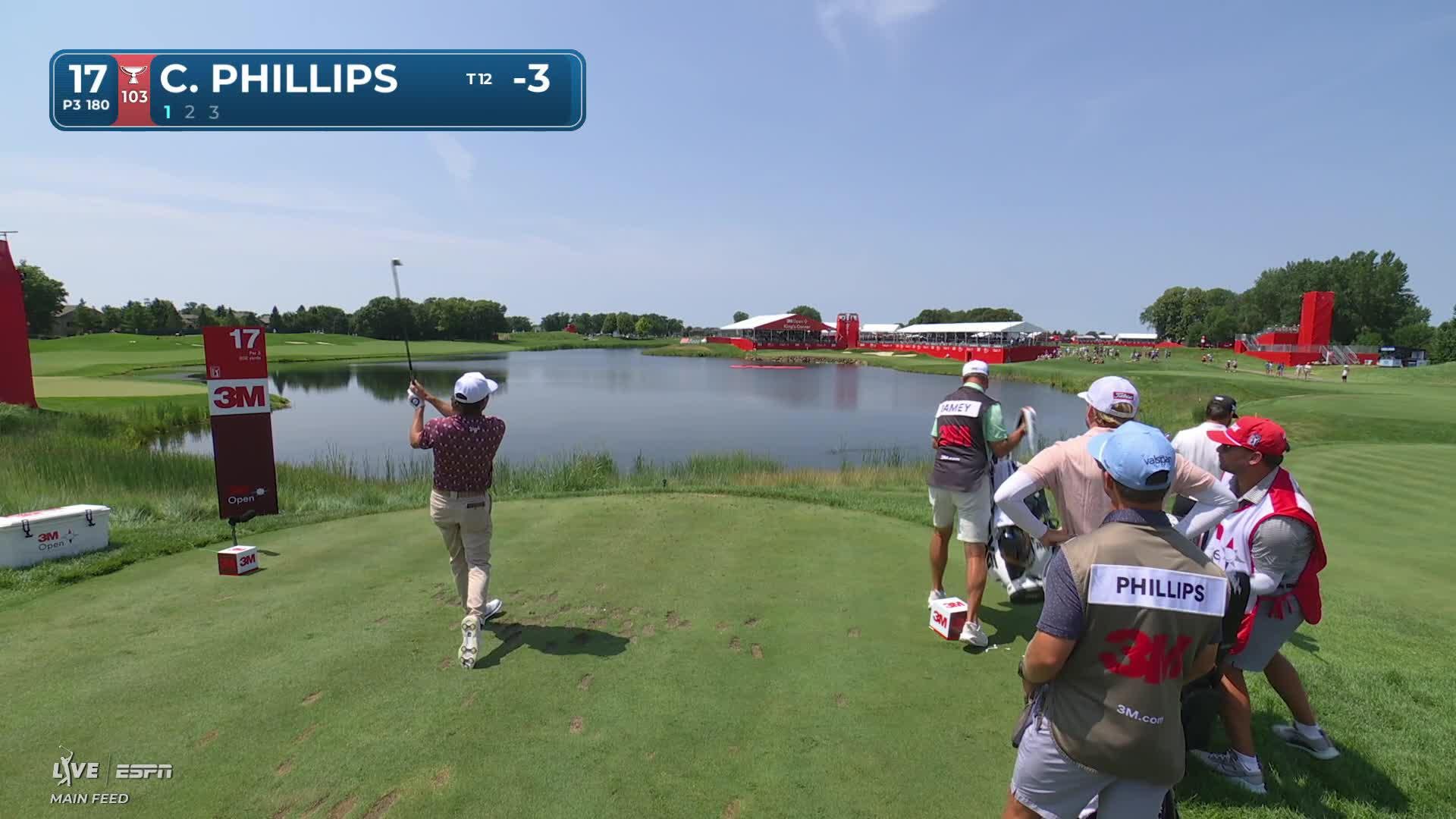 Chandler Phillips hits tee shot to 8 feet, sets up birdie on No. 17 at 3M Open