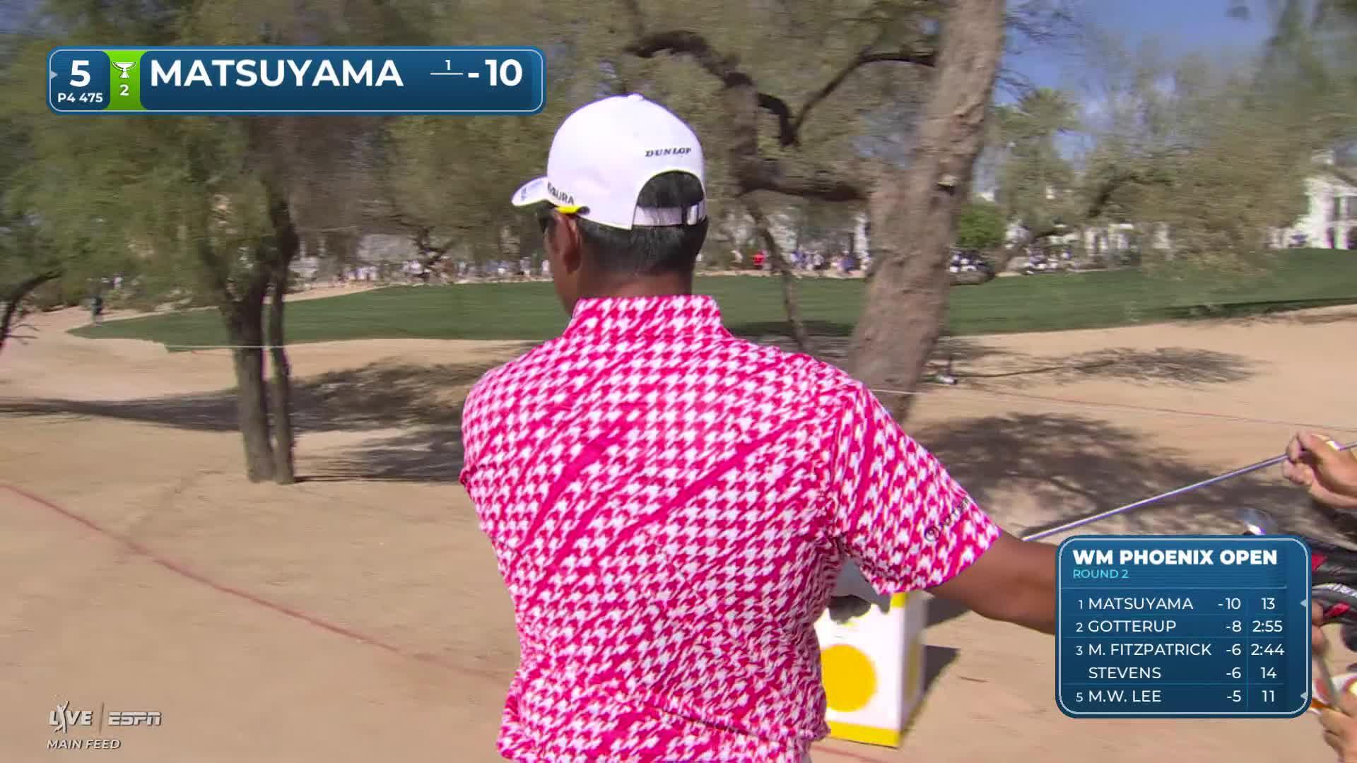 Hideki Matsuyama hits 142-yard approach to 5 feet, sets up birdie on No. 5 at WM Phoenix Open
