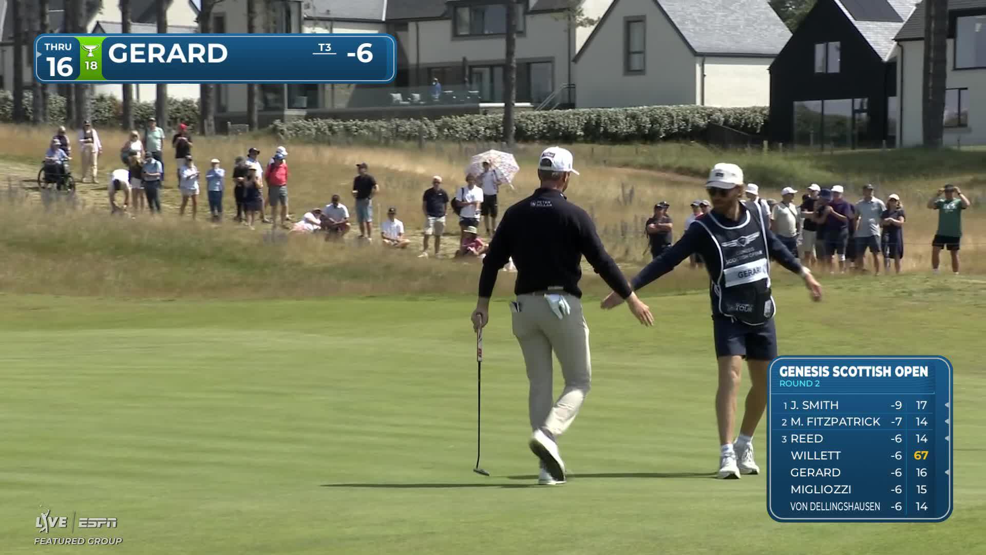 Ryan Gerard drains 9-foot putt for eagle on No. 7 at Genesis Scottish Open