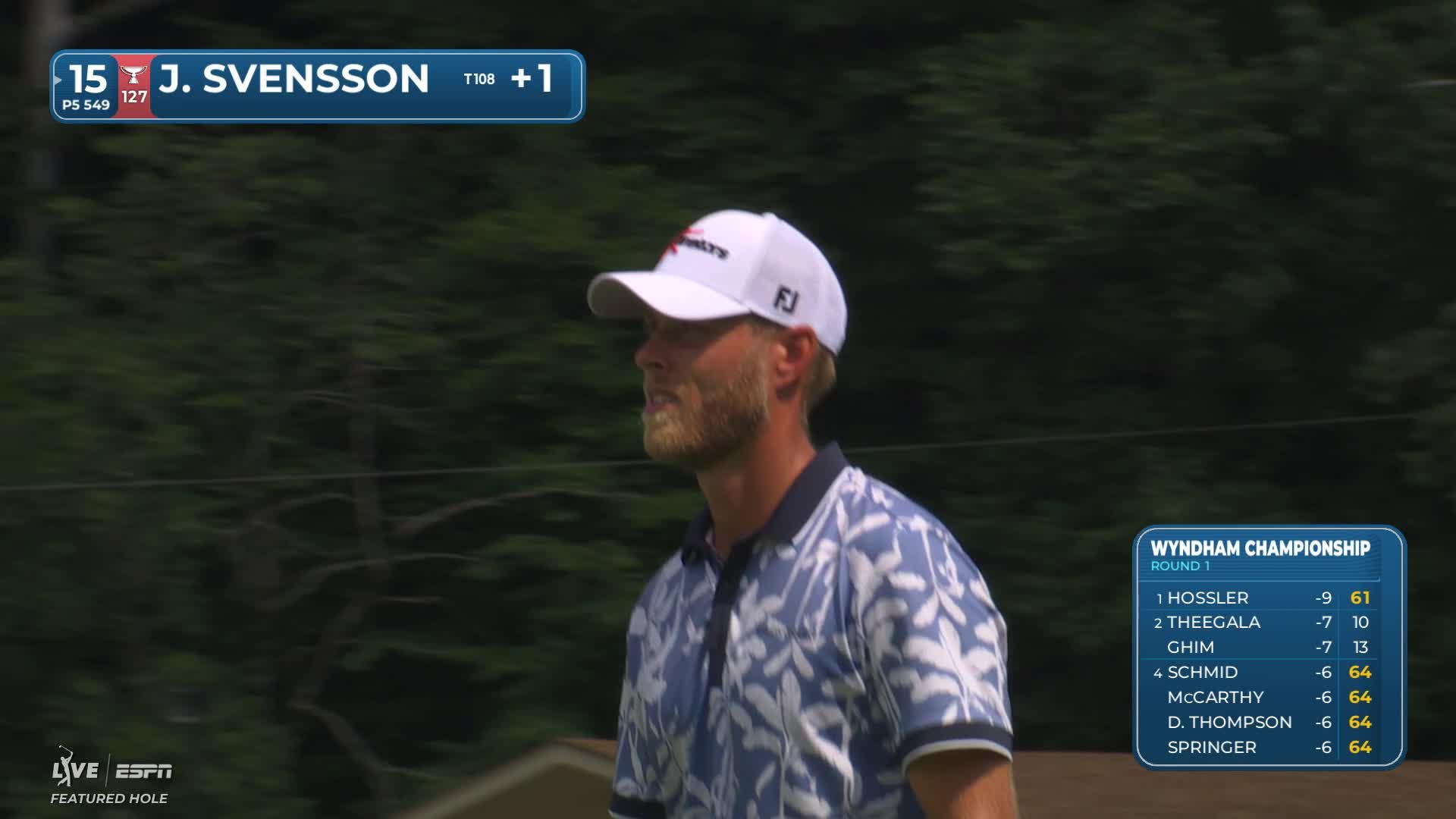 Jesper Svensson reaches par-5 No. 15 in two, makes birdie at Wyndham