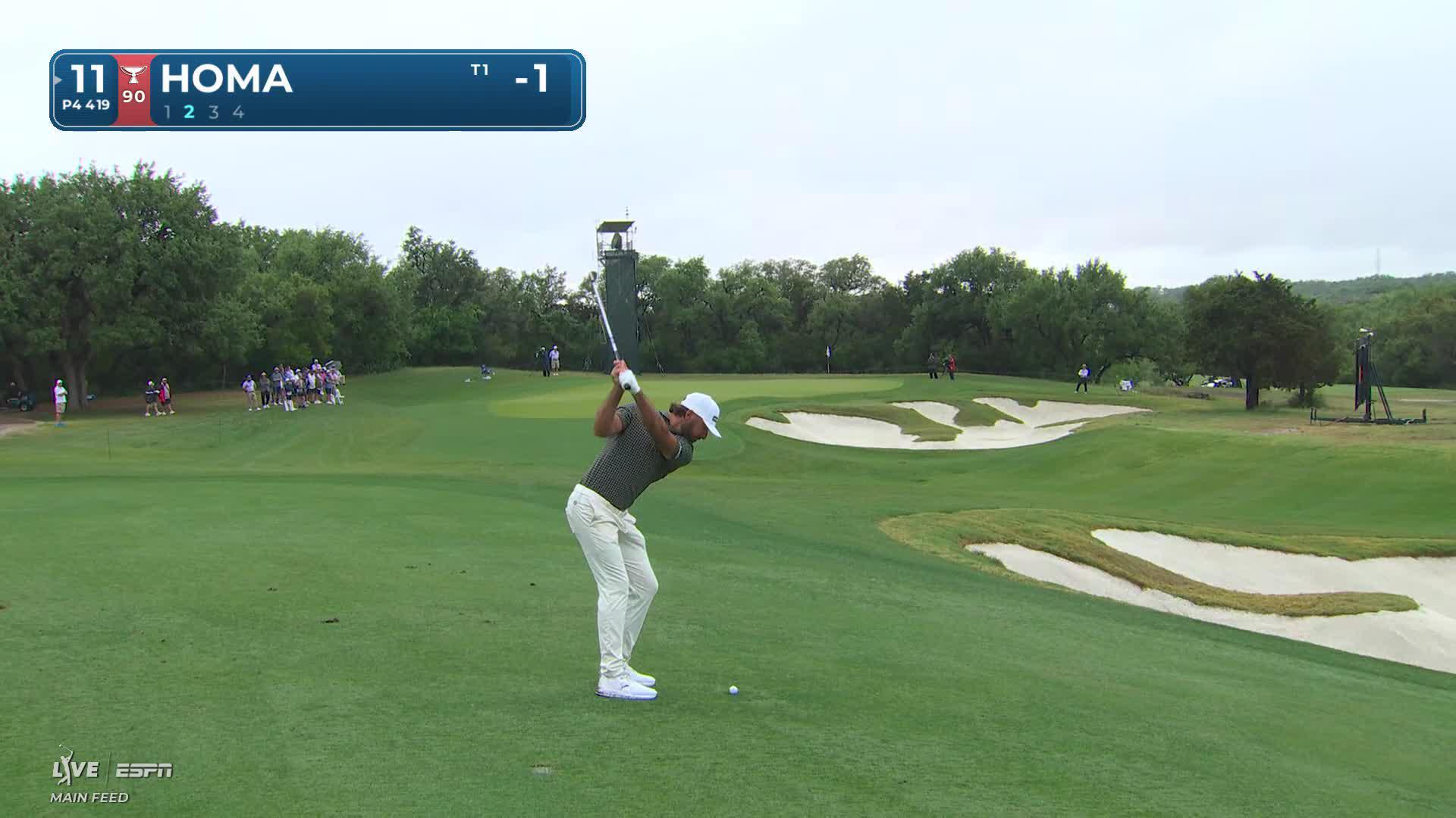 Max Homa's 126-yard approach sets up birdie on No. 11 at Valero