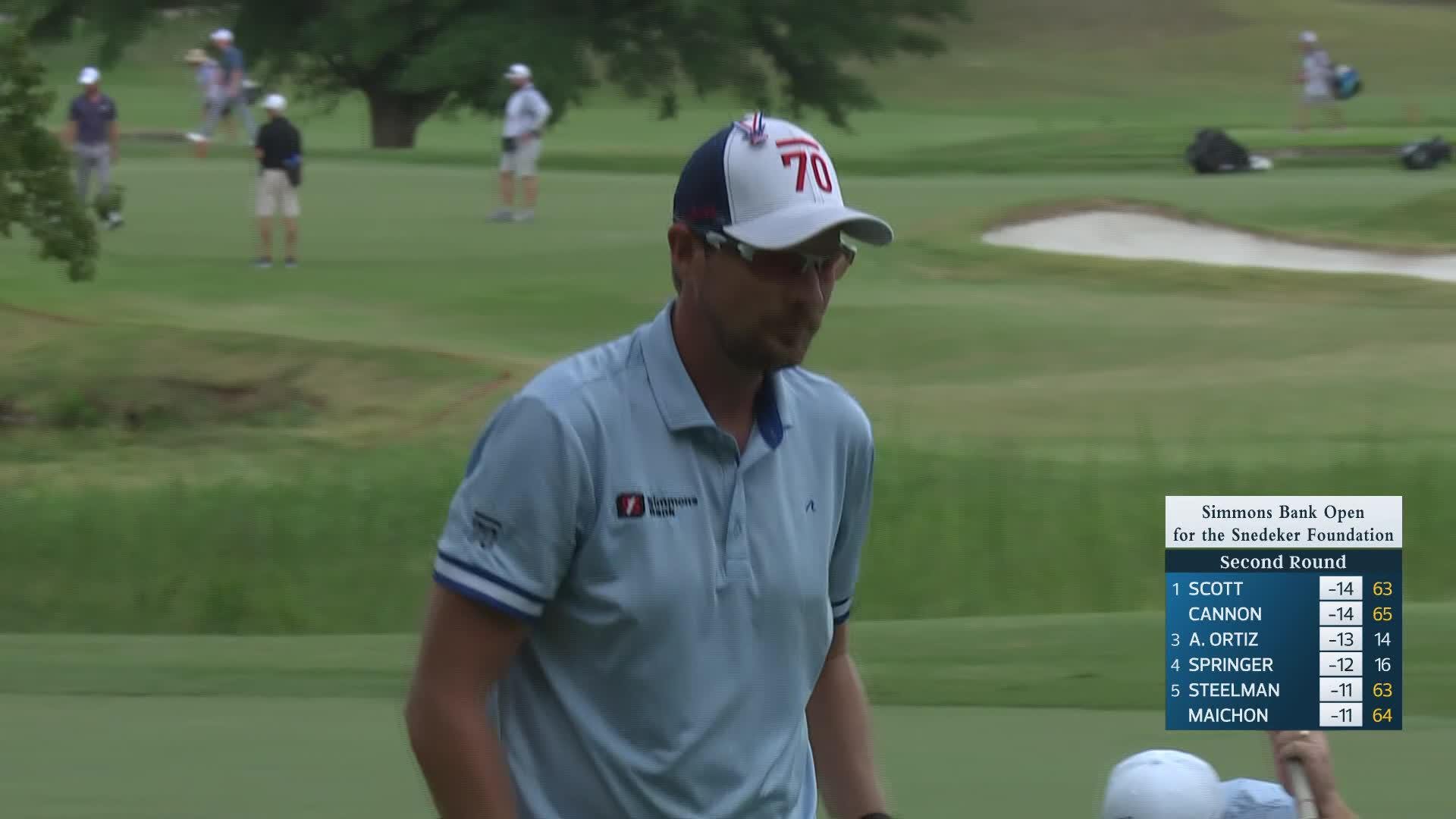 Zack Fischer makes birdie on No. 15 at Simmons Bank Open