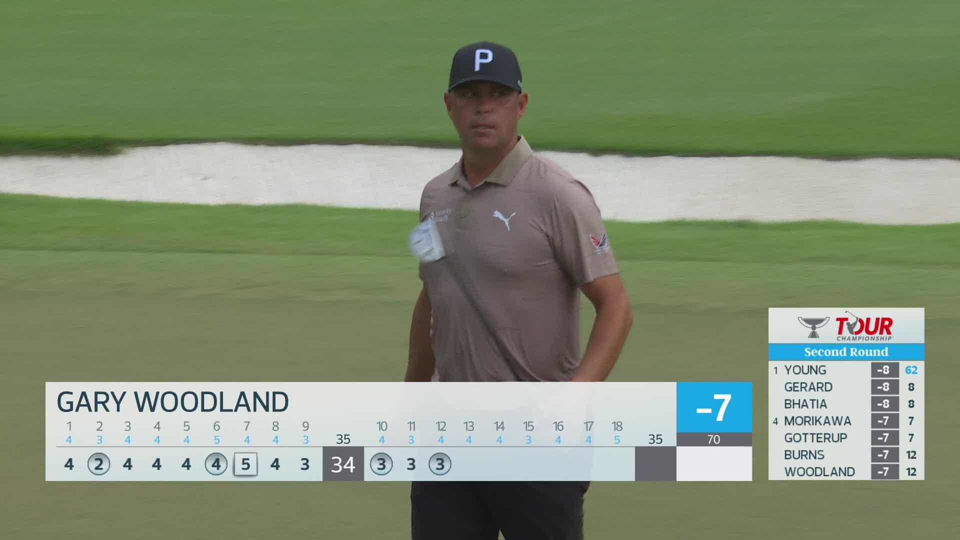 Gary Woodland sinks 22-foot birdie putt on No. 12 at TOUR Championship