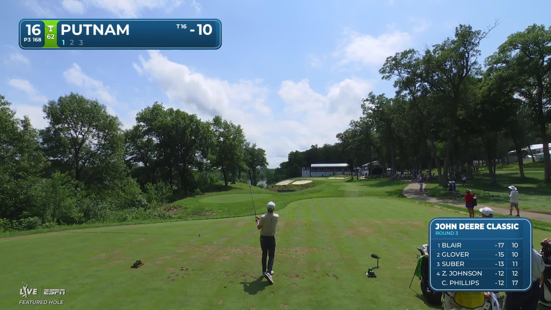Andrew Putnam hits tee shot to 6 feet, sets up birdie on No. 16 at John Deere
