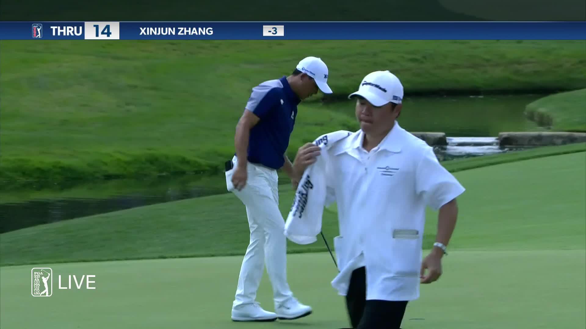 Xinjun Zhang birdies No. 14 at the Memorial