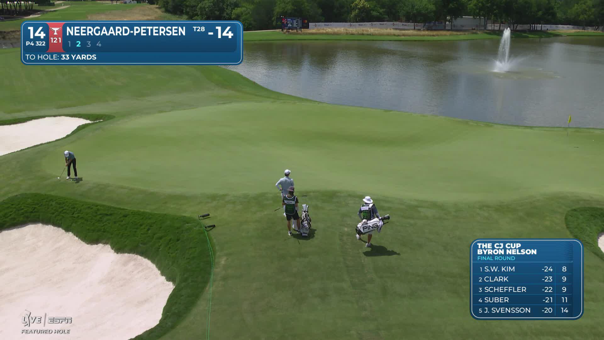 Rasmus Neergaard-Petersen sinks 3-foot birdie putt on No. 14 at THE CJ CUP