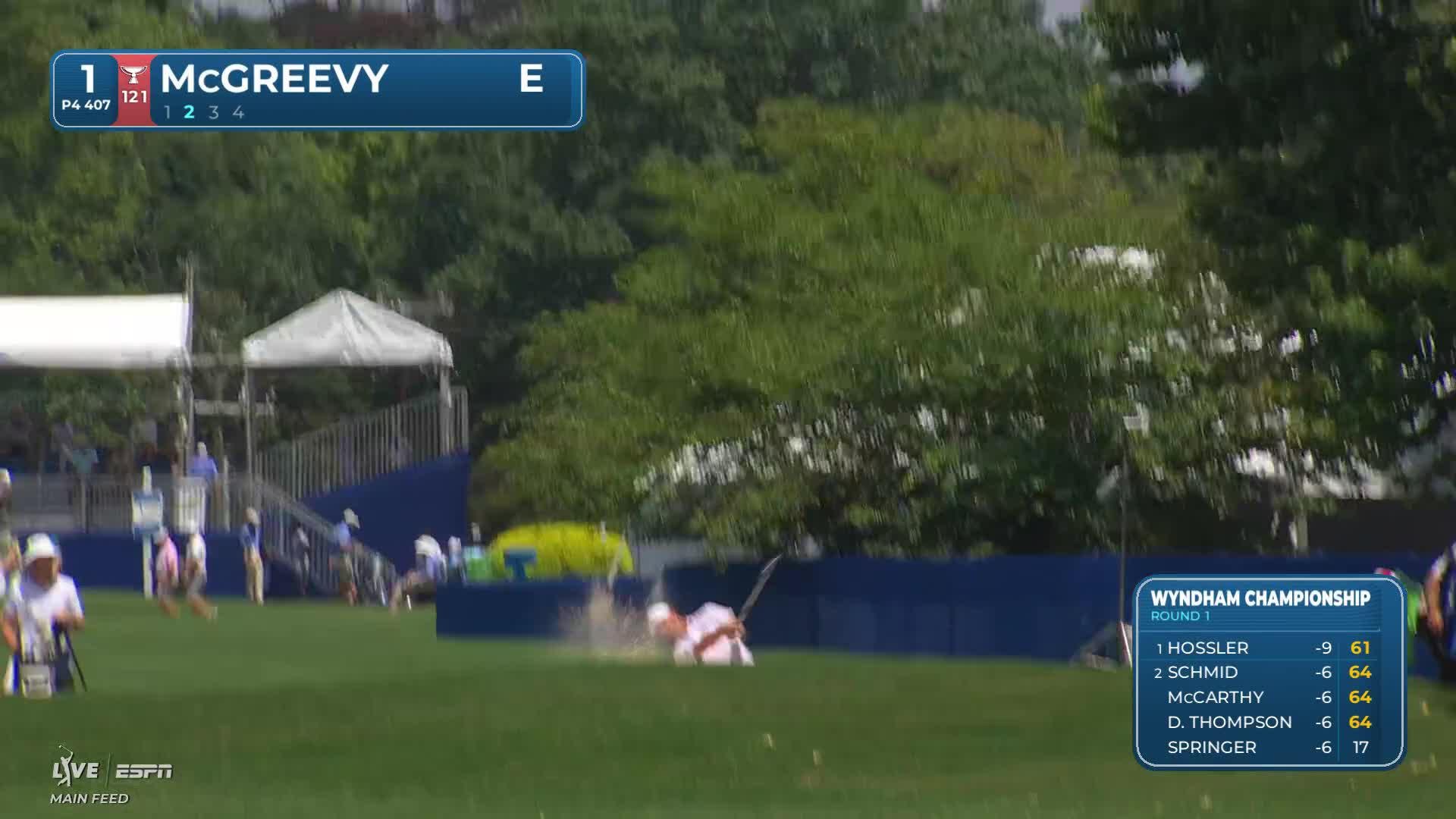 Max McGreevy gets up-and-down from 137 yards for birdie on No. 1 at Wyndham