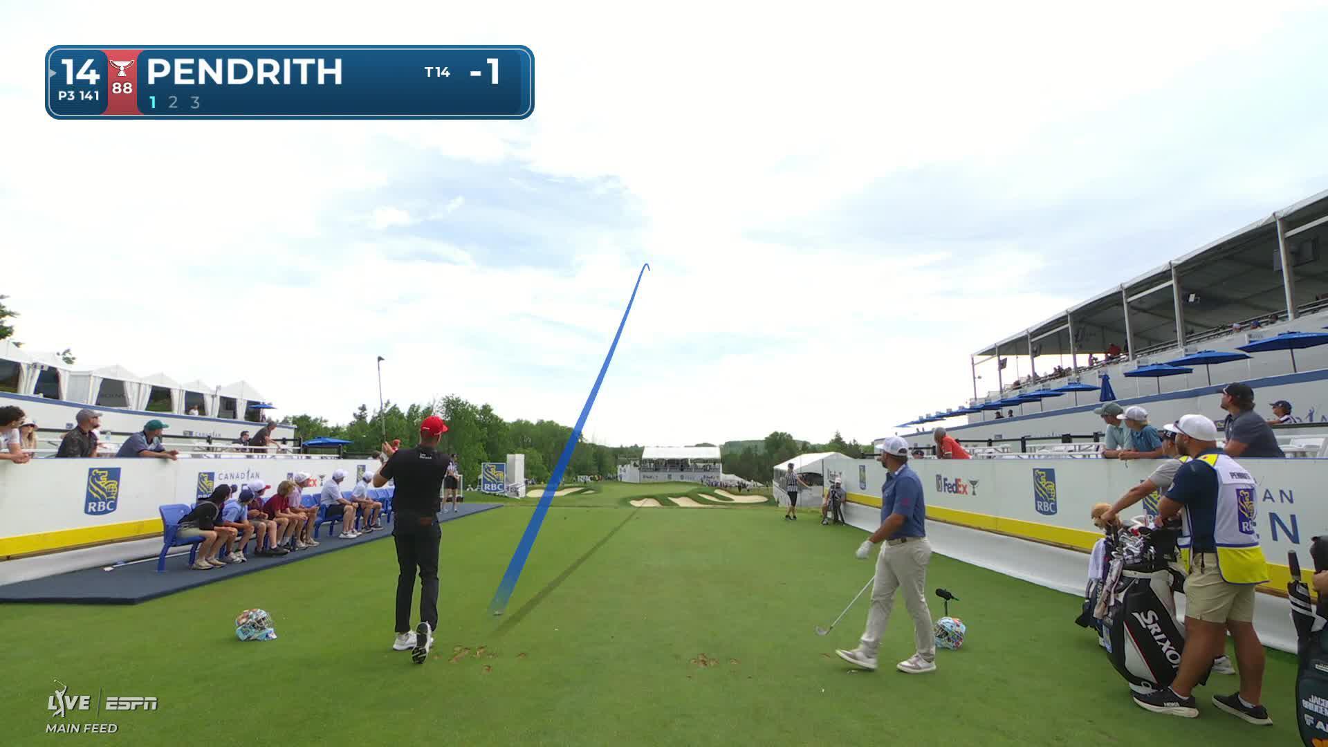 Taylor Pendrith hits tee shot to 10 feet, sets up birdie on No. 14 at RBC Canadian