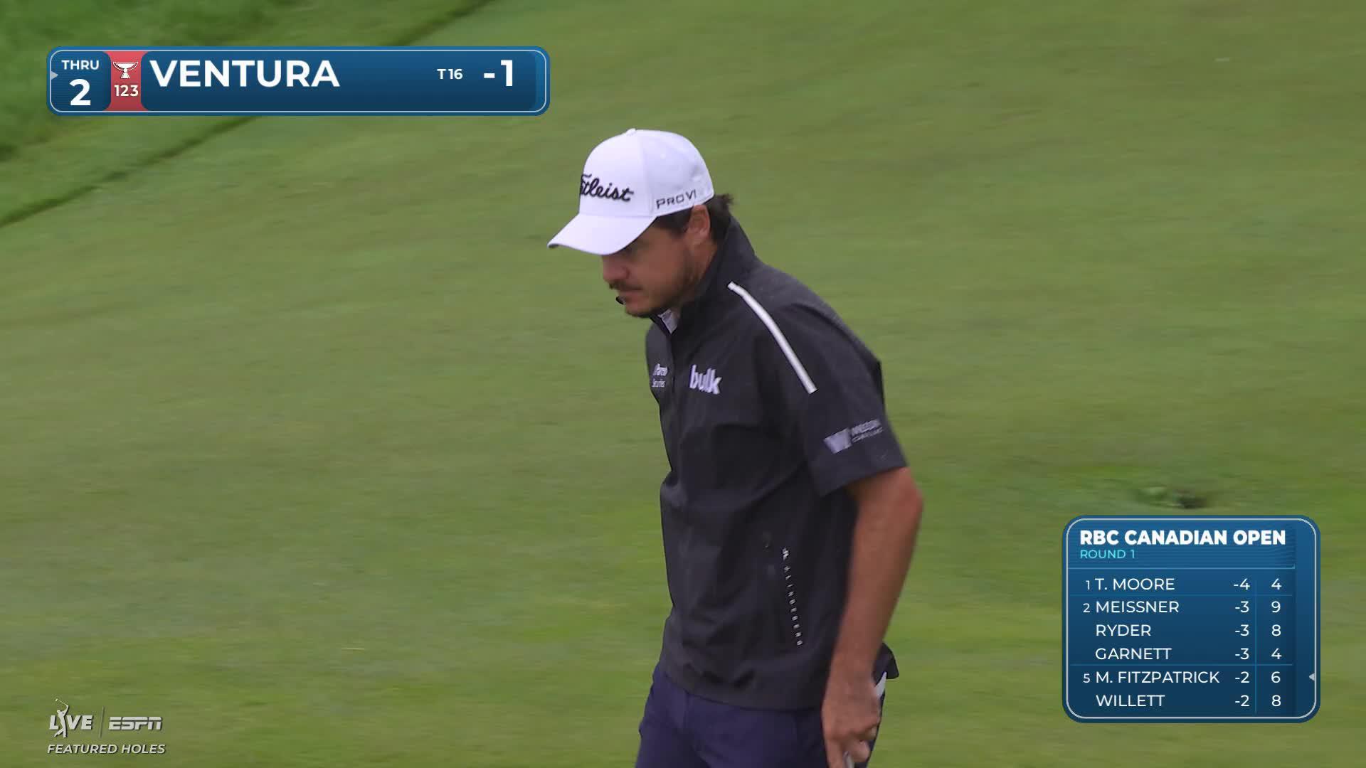Kristoffer Ventura drains 12-foot birdie putt on No. 11 at RBC Canadian