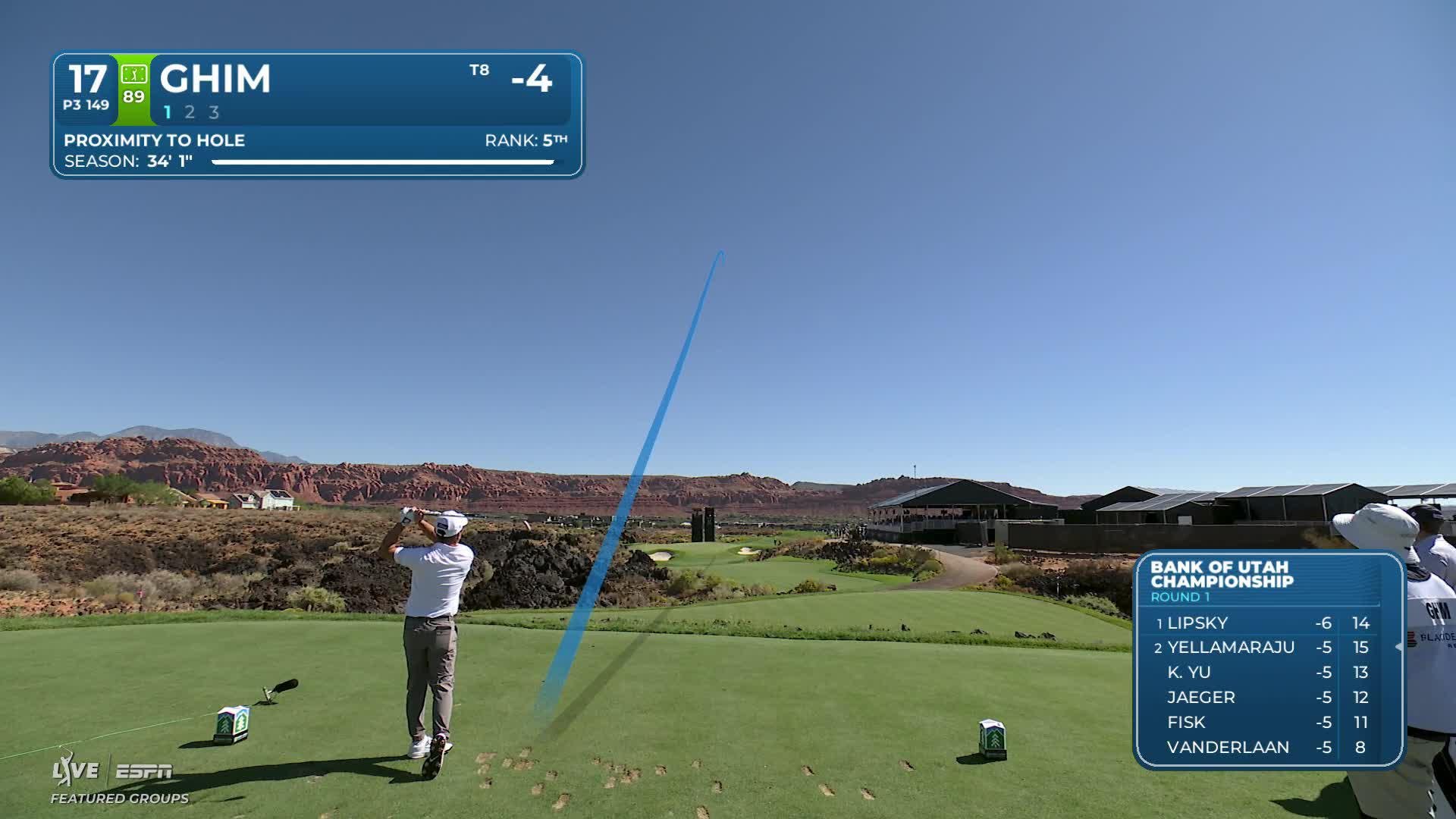 Doug Ghim hits tee shot to 4 feet, sets up birdie on No. 17 at Bank of Utah