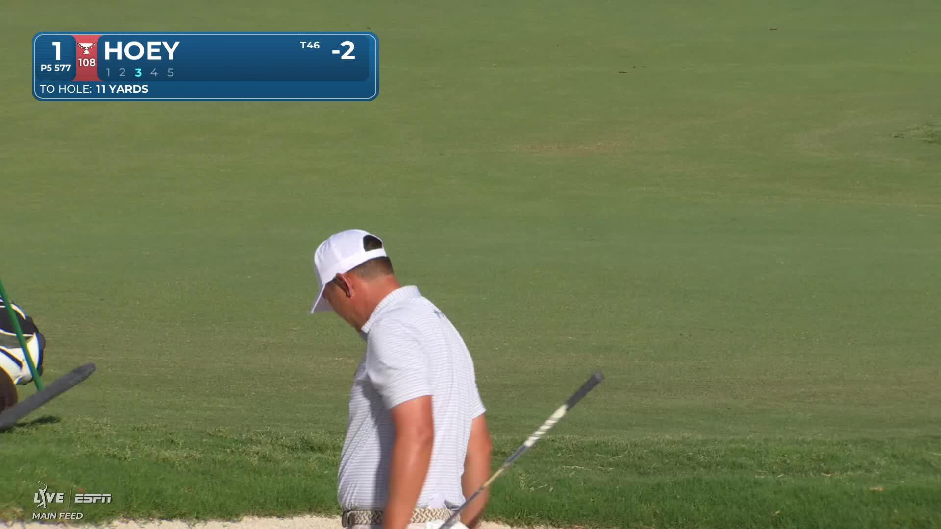 Rico Hoey gets up-and-down from 34 feet for birdie on No. 1 at Charles Schwab