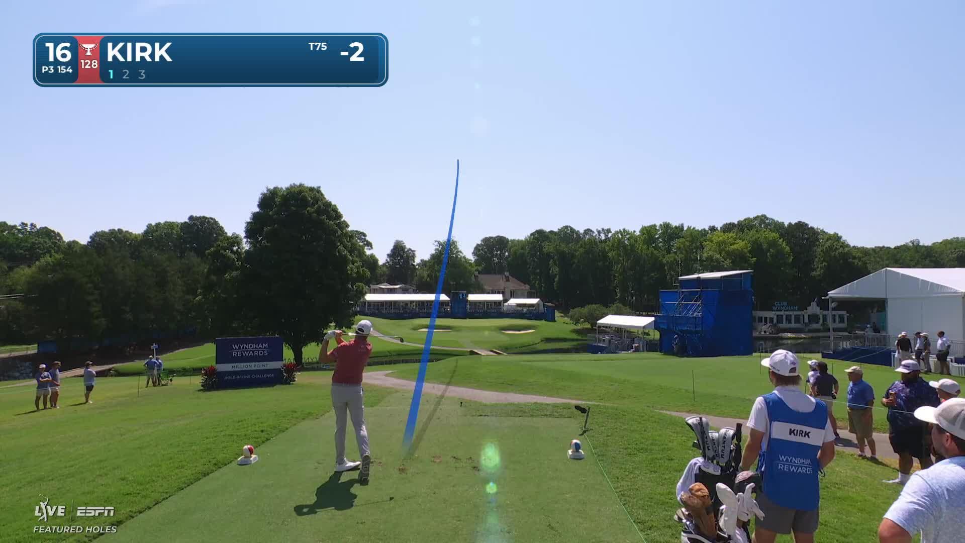 Chris Kirk hits tee shot to 5 feet, sets up birdie on No. 16 at Wyndham