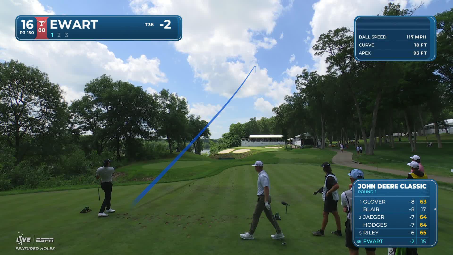 A.J. Ewart's approach sets-up birdie putt on No. 16 at John Deere