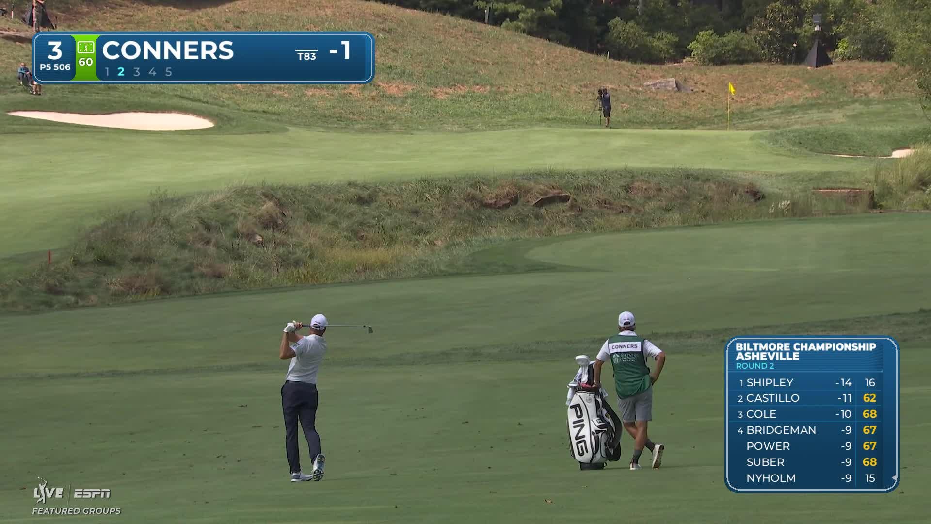 Corey Conners drains 8-foot putt for birdie on No. 3 at Biltmore Championship