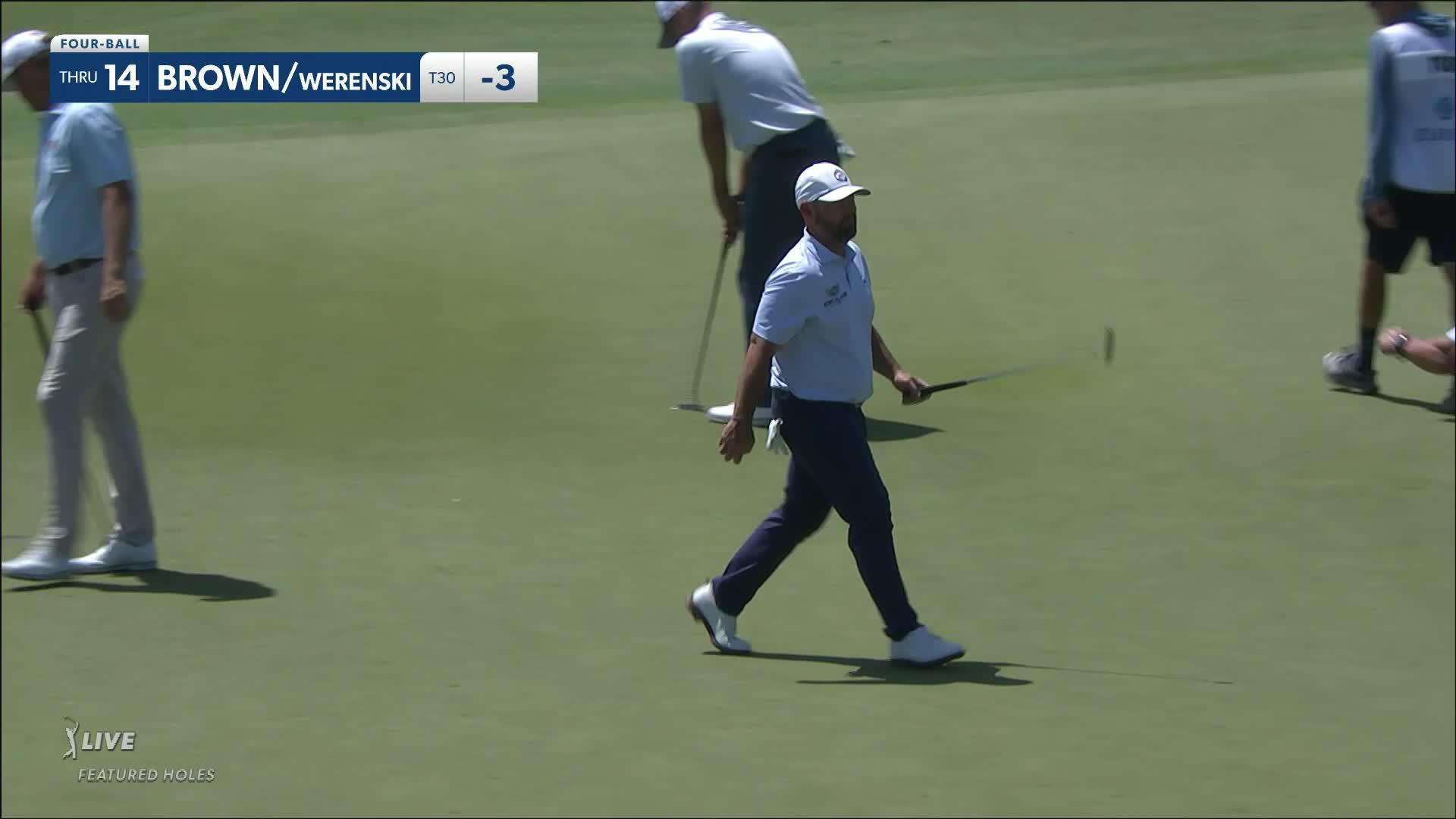 Scott Brown sinks a 26-foot birdie putt at Zurich Classic