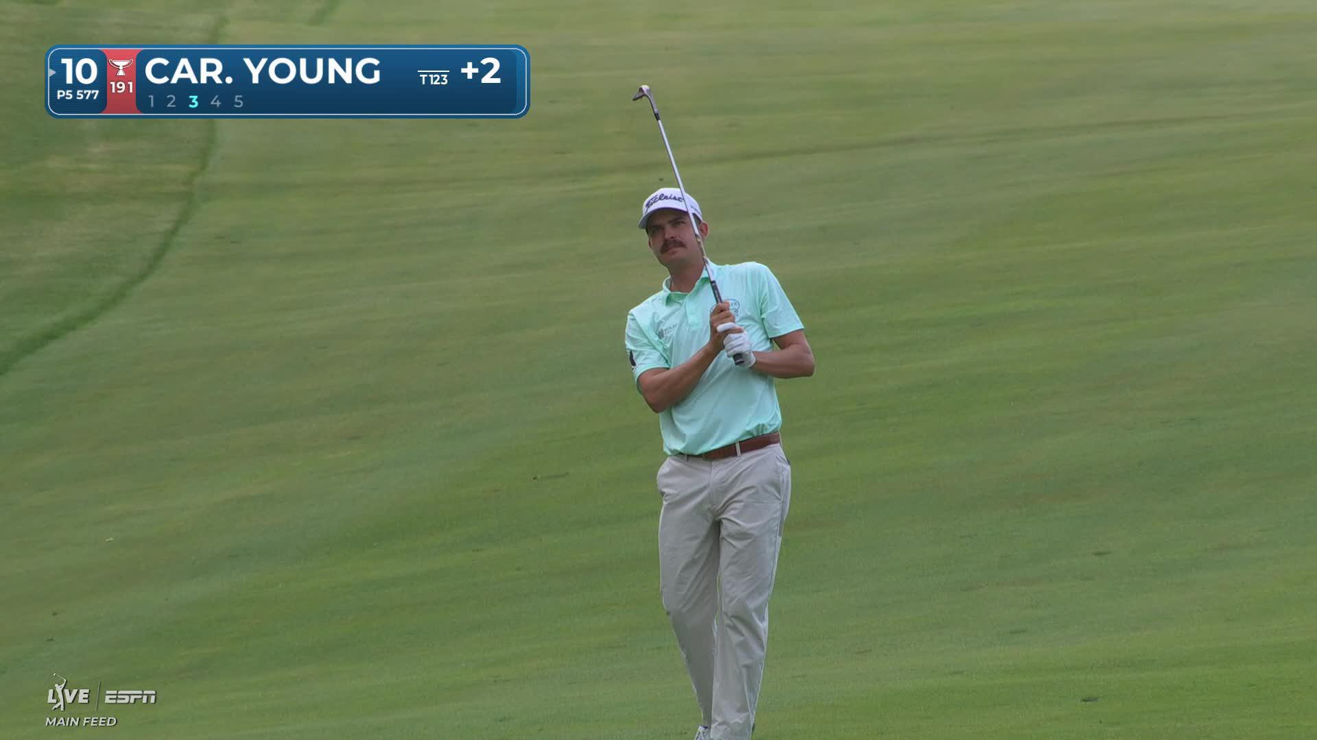 Carson Young gets up-and-down from 79 yards for birdie on No. 10 at John Deere