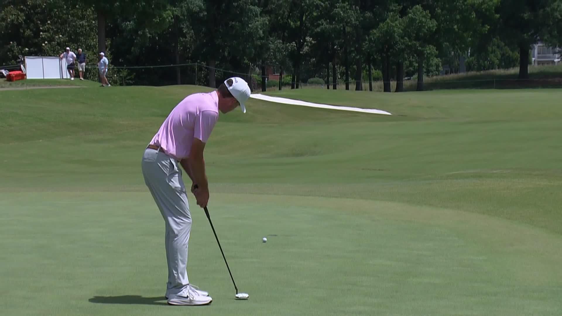 Logan McAllister makes birdie on No. 14 at BMW Charity Pro-Am