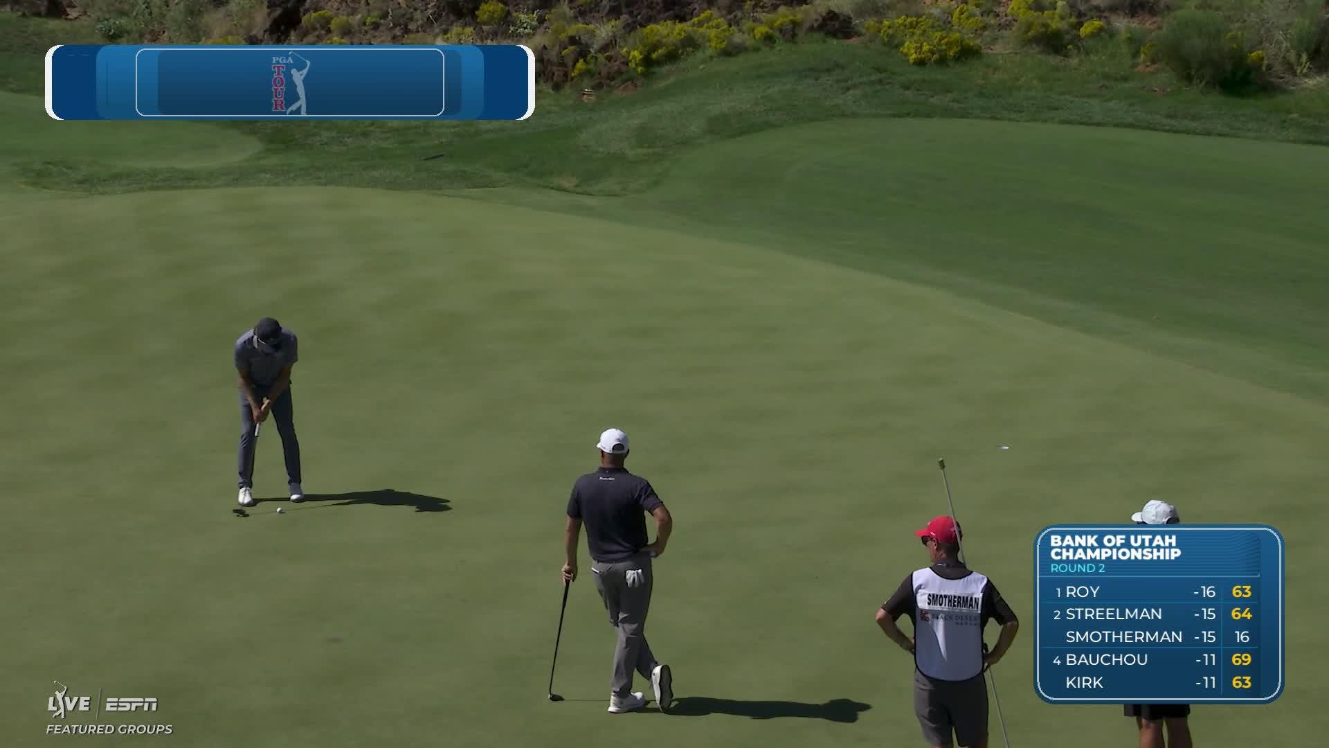 Austin Smotherman sinks 20-foot birdie putt on No. 17 at Bank of Utah