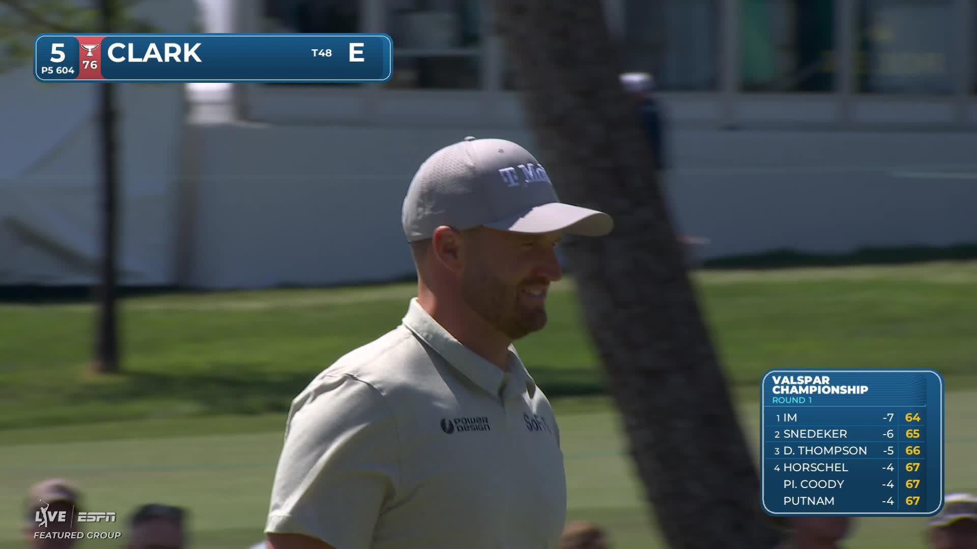 Wyndham Clark taps in from 1 foot for birdie on No. 5 at Valspar