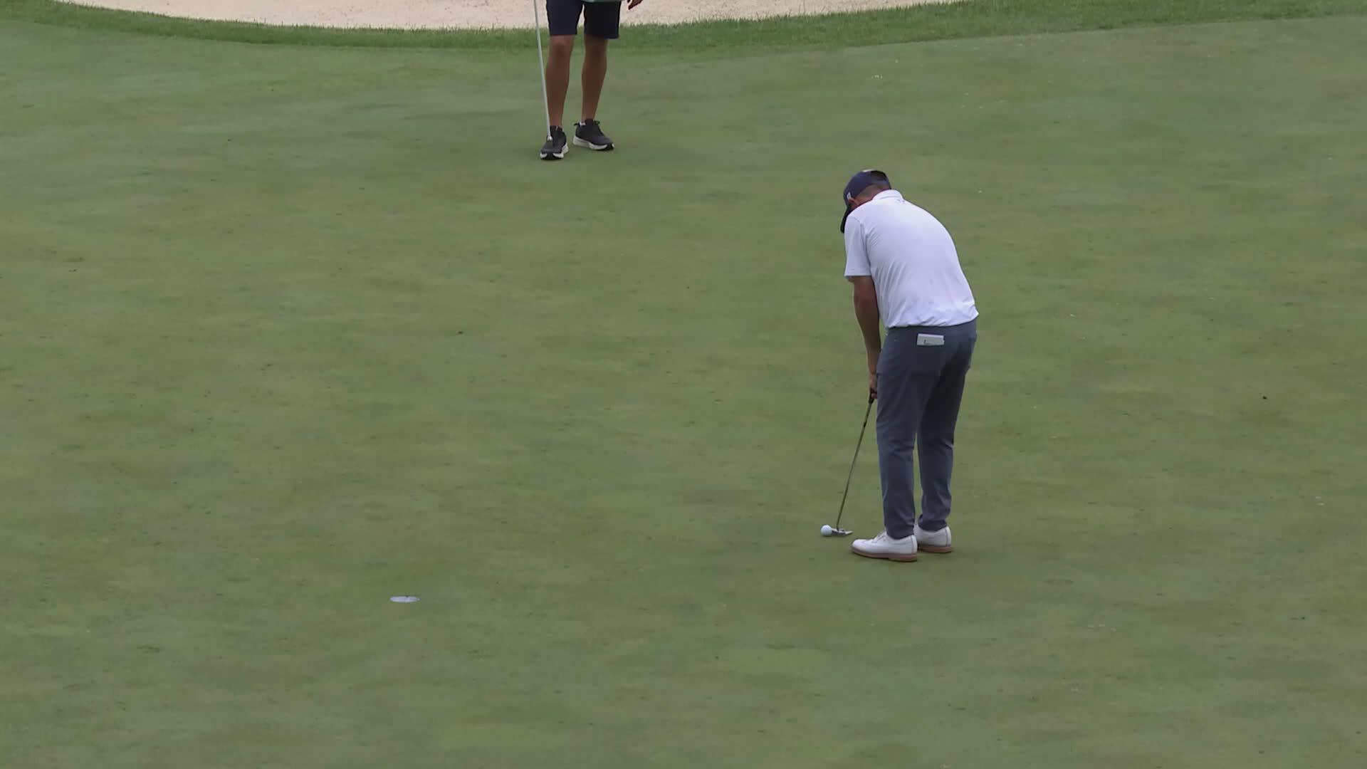 Zac Blair drains 6-foot putt for birdie on No. 12 at ISCO Championship