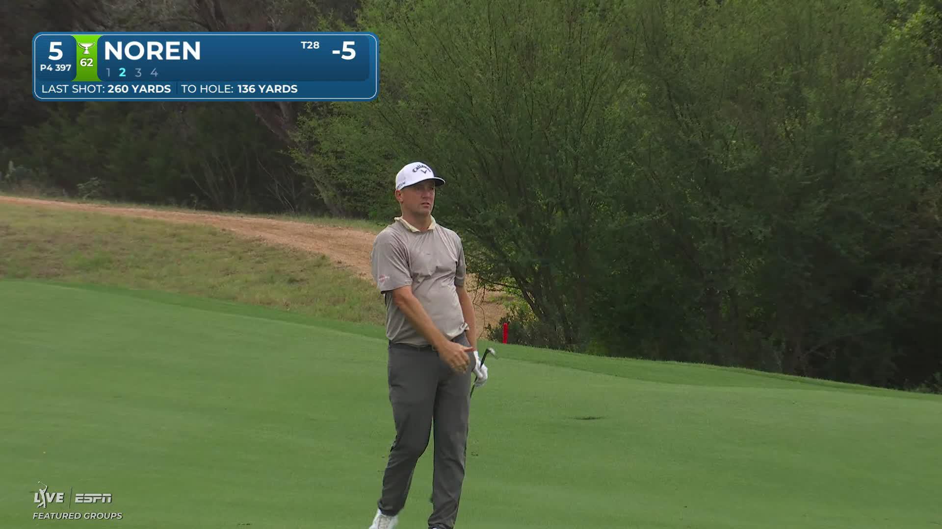 Alex Noren hits 139-yard approach to 19 feet, sets up birdie on No. 5 at Valero