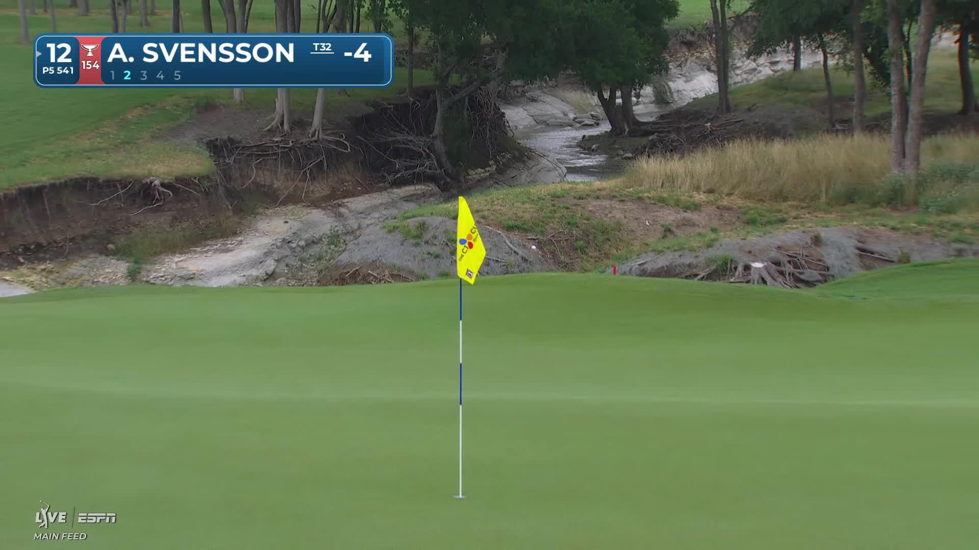 Adam Svensson sinks 17-foot eagle putt on No. 12 at THE CJ CUP