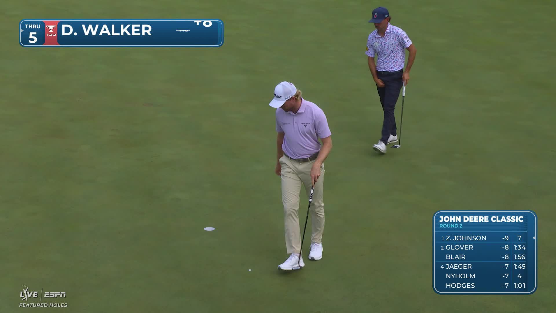 Danny Walker drains 7-foot birdie putt on No. 14 at John Deere
