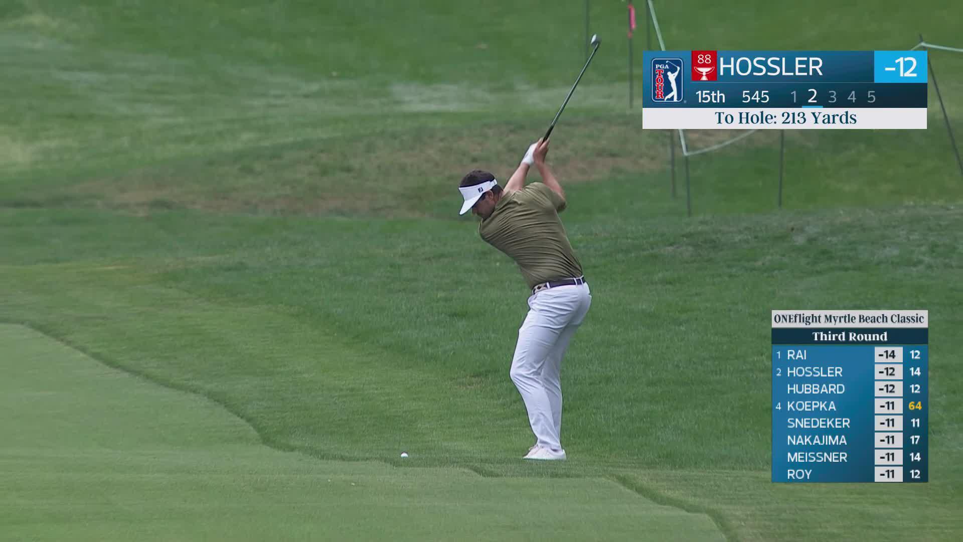 Beau Hossler drains 4-foot putt for birdie on No. 15 at ONEflight Myrtle