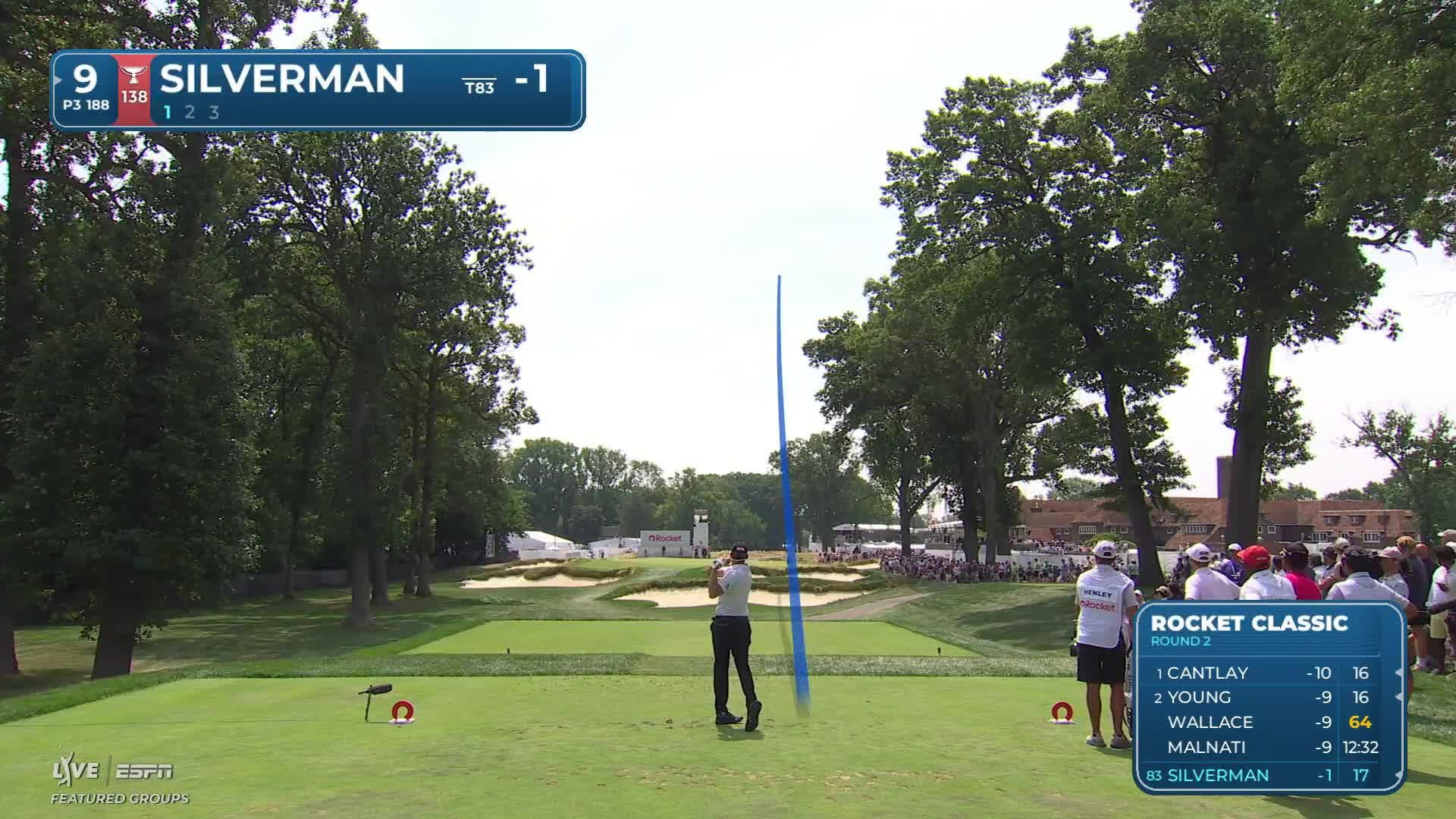 Ben Silverman gets up-and-down from 14 feet for birdie on No. 9 at Rocket Classic