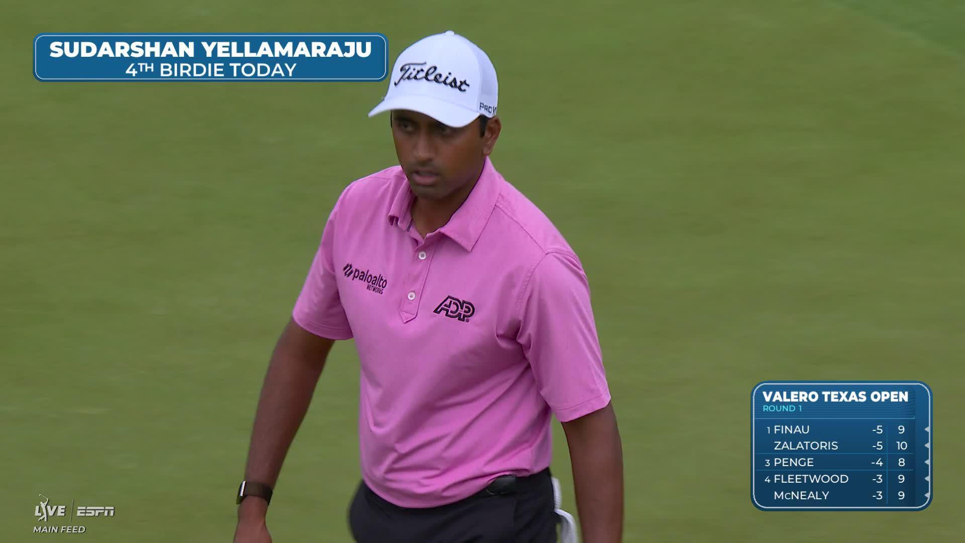 Sudarshan Yellamaraju drains 13-foot birdie putt on No. 17 at Valero